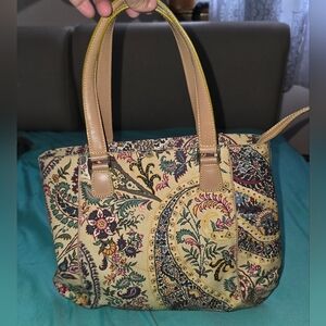 Etro Cream and Tan Shoulder Bag with Paisley Design